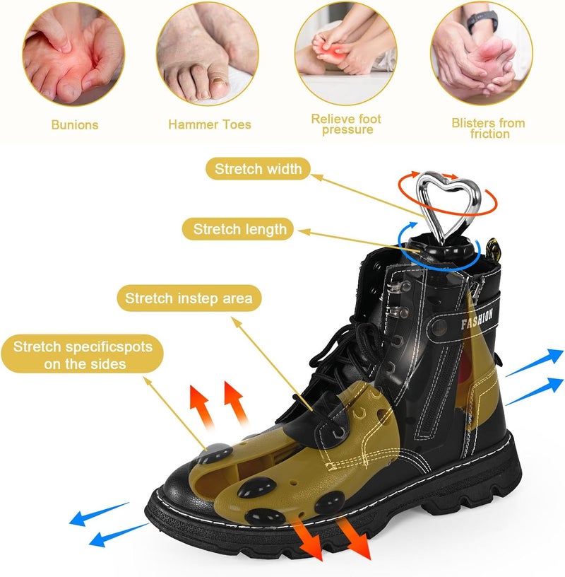 eachway Shoe Stretcher Women Men Professional Boot Stretcher Adjustable Width Length for Wide Feet (L (Wm's 11-14;men's 10-14) Yellow 1pcs, Not a Pair) - Image 4